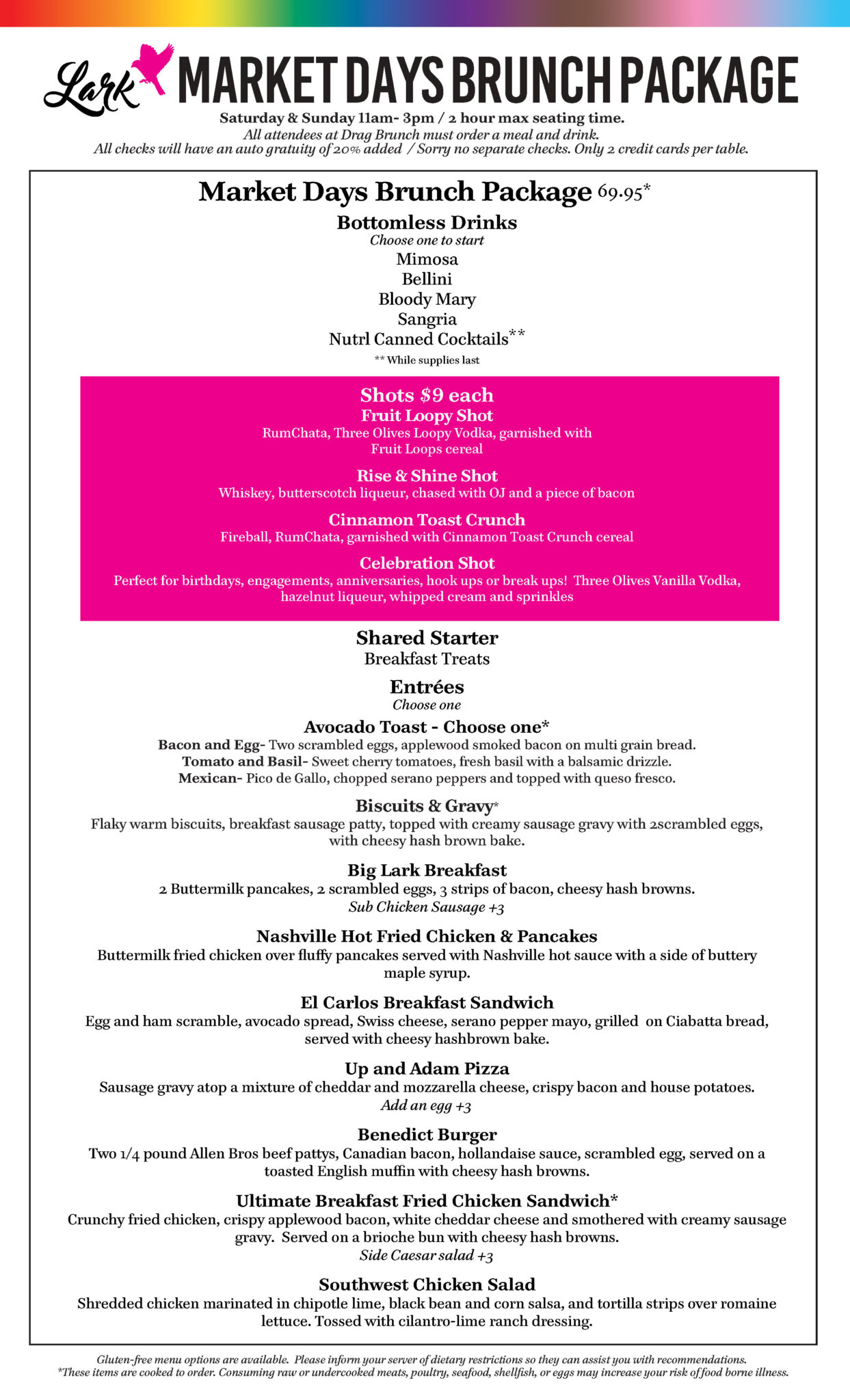 Lark Menu Menu • Lark Restaurant & Bar Chicago