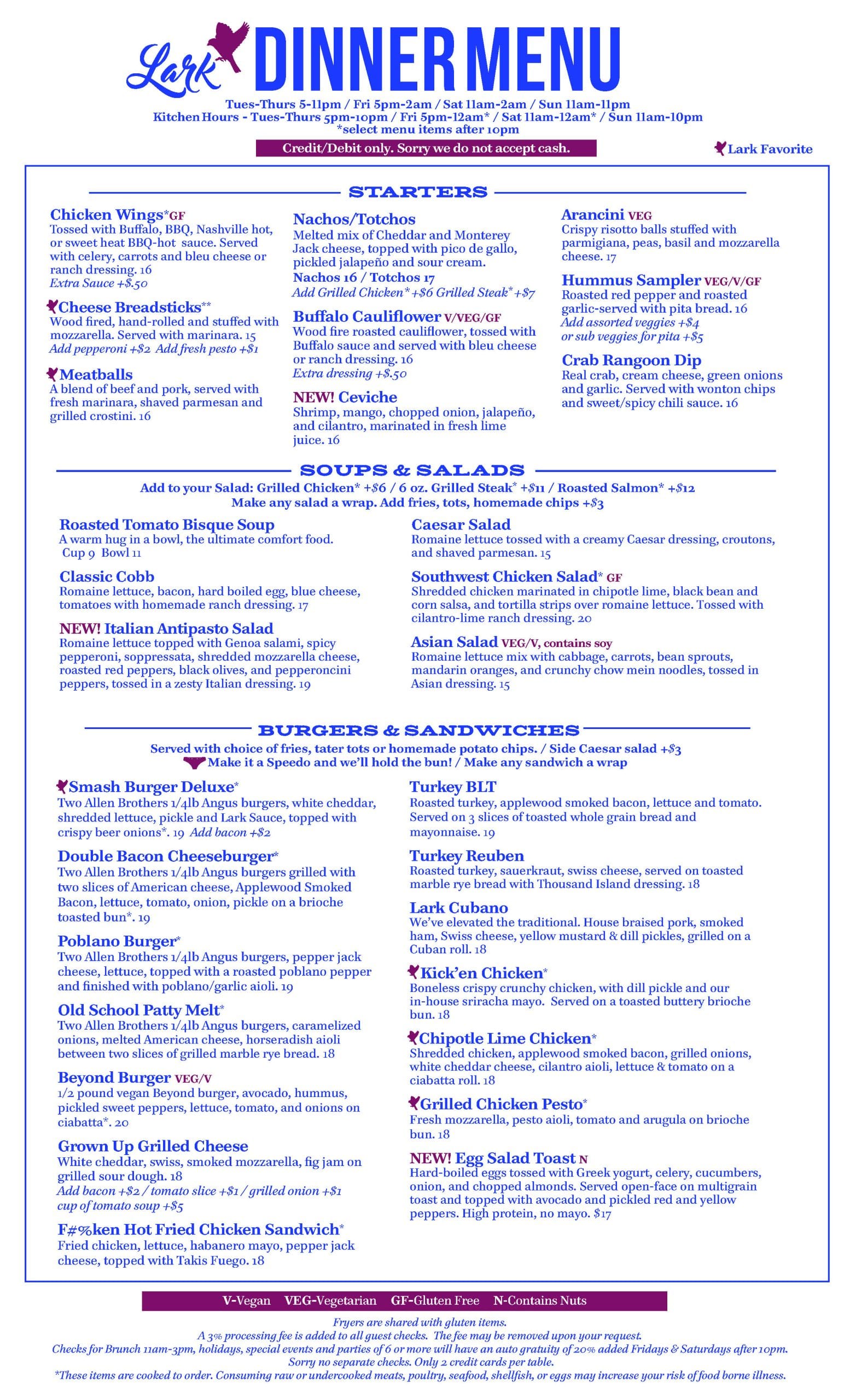 Lark PrintableDinnerMenu 0513 Page 1