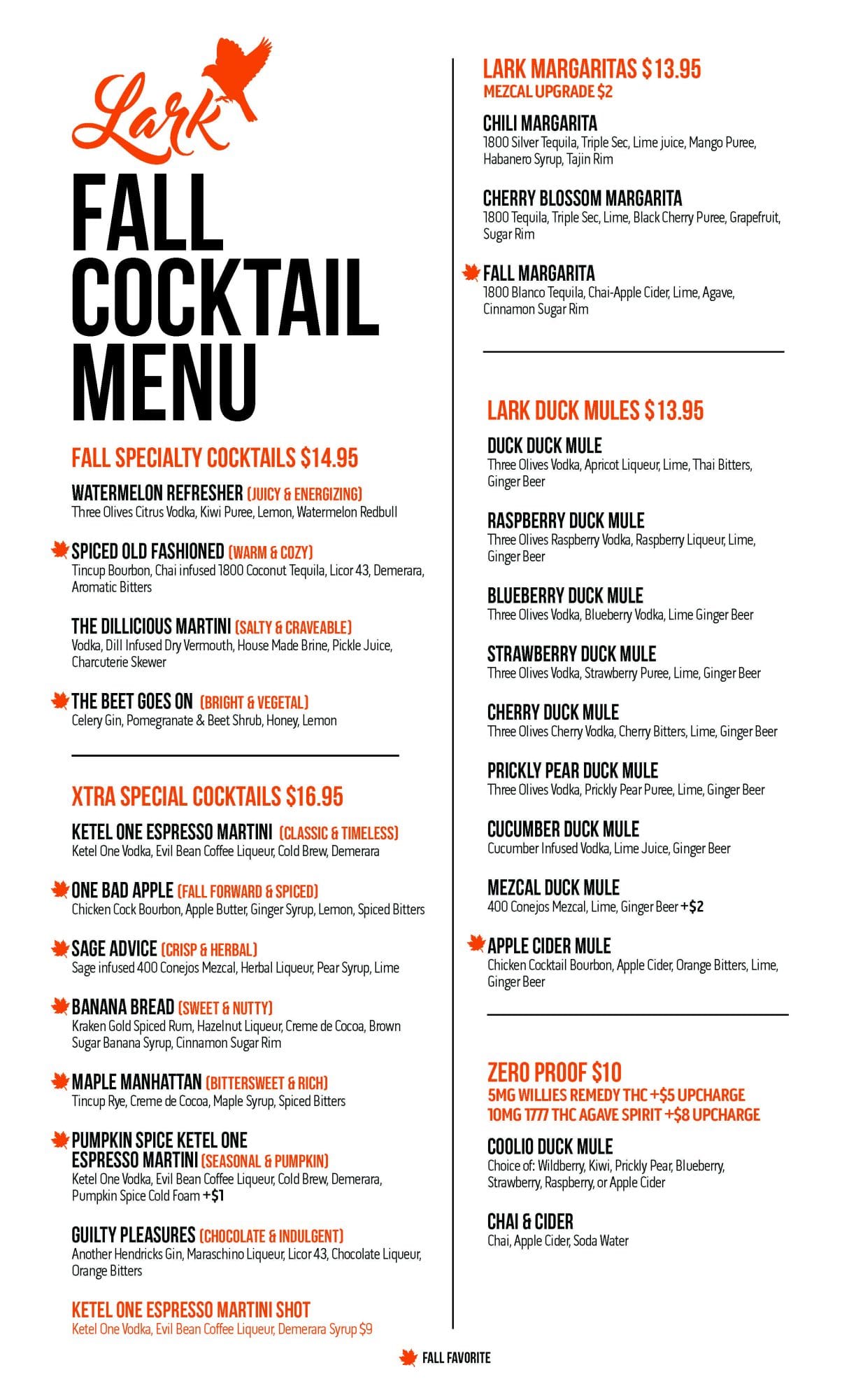 Lark Fall DrinkMenu 0922 Page 1
