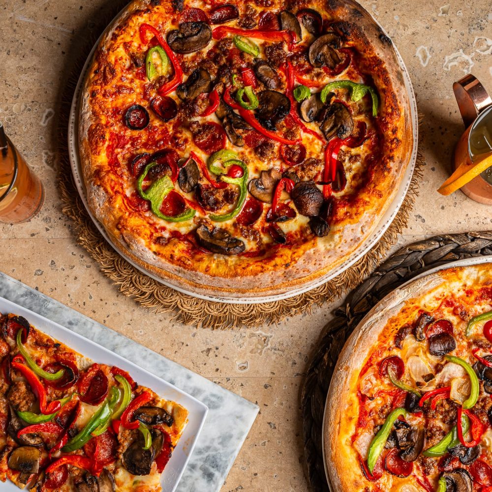 Pizza 3 diffent down shot